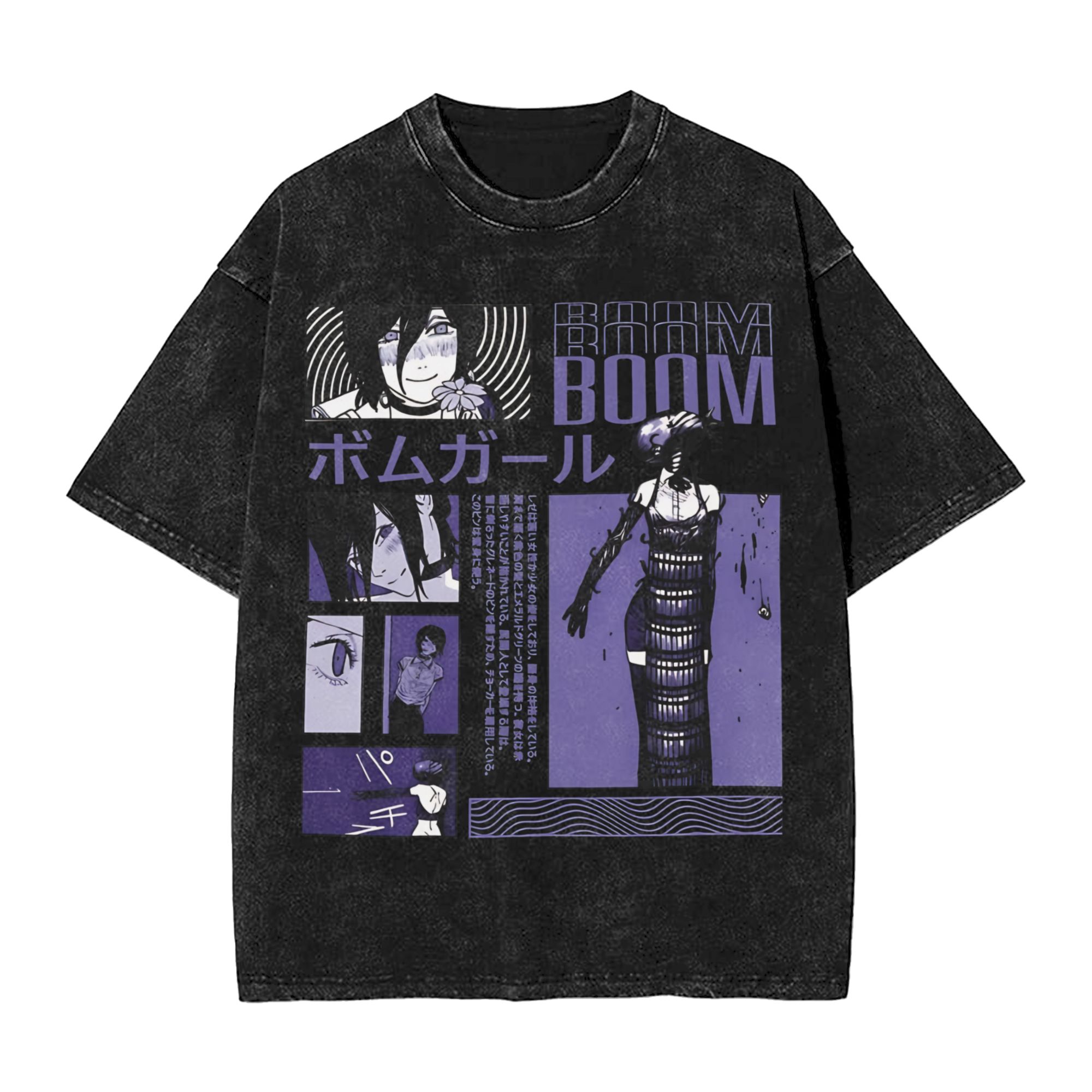 Chainsaw Man Washed Cotton T-S - Anime Cosplay Chainsaw Man ulasan dan harga