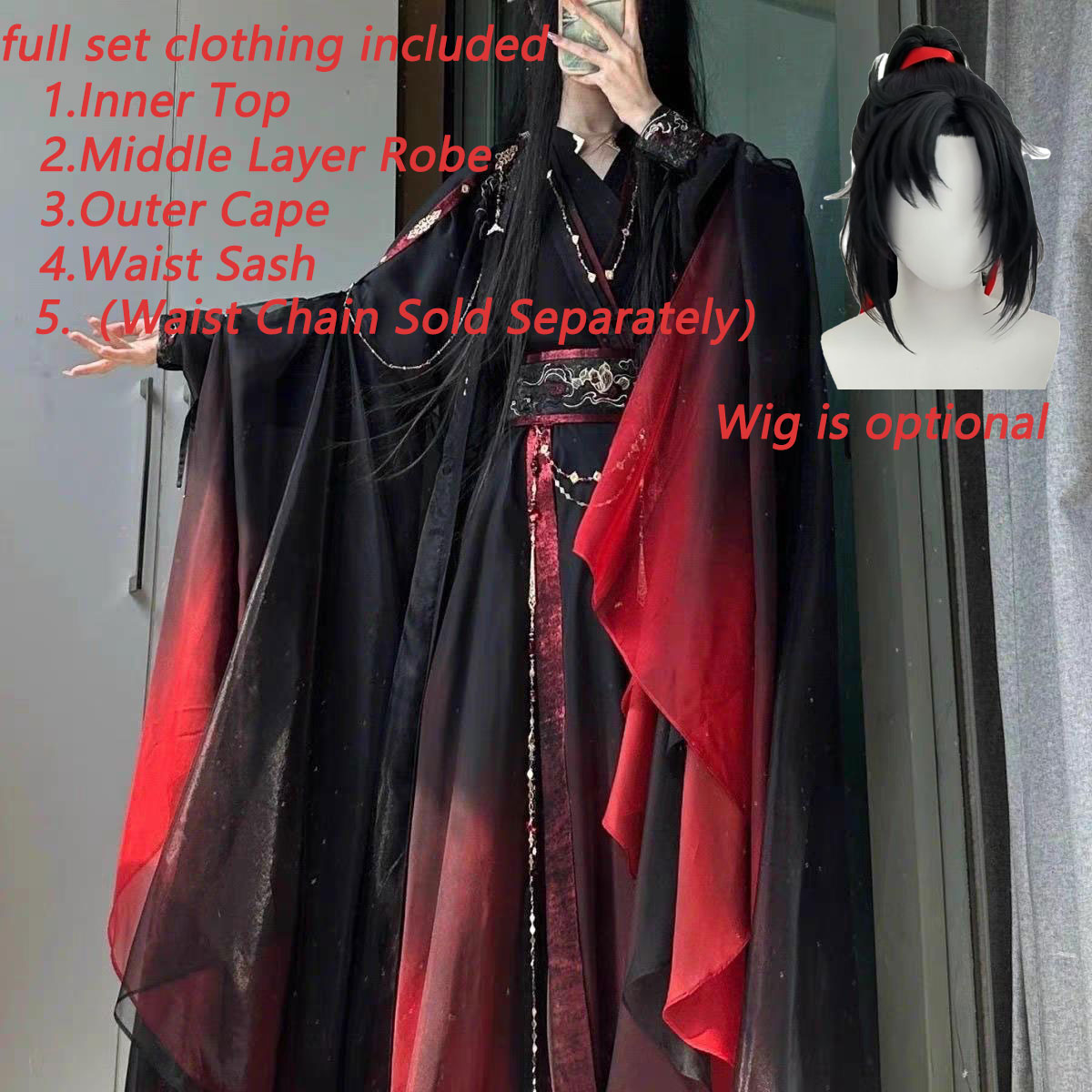 Unisex Ancient Chinese Xianxia - Cosplay Anime Black ulasan dan harga