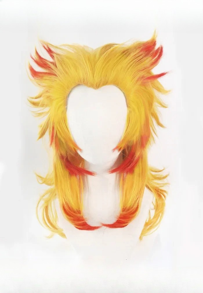 Rengoku Kyoujurou Wig Kimetsu  - Anime Cosplay Red Hair ulasan dan harga