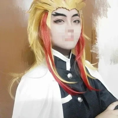 Rengoku Kyoujurou Wig Kimetsu  - Anime Cosplay Red Hair ulasan dan harga