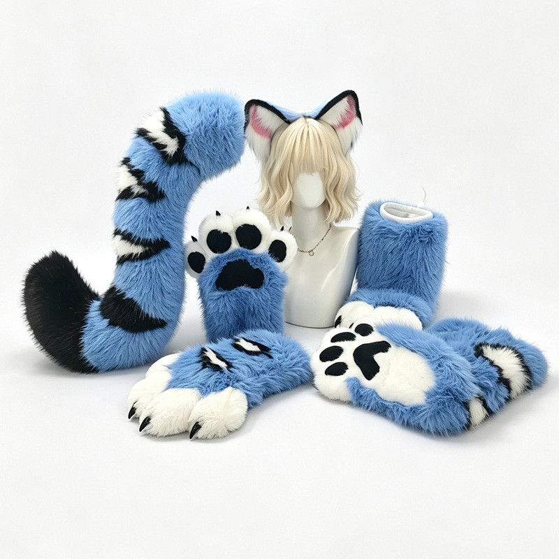 Blue Tiger Fursuit Ears Tail S - Convention Cosplay Anime ulasan dan harga